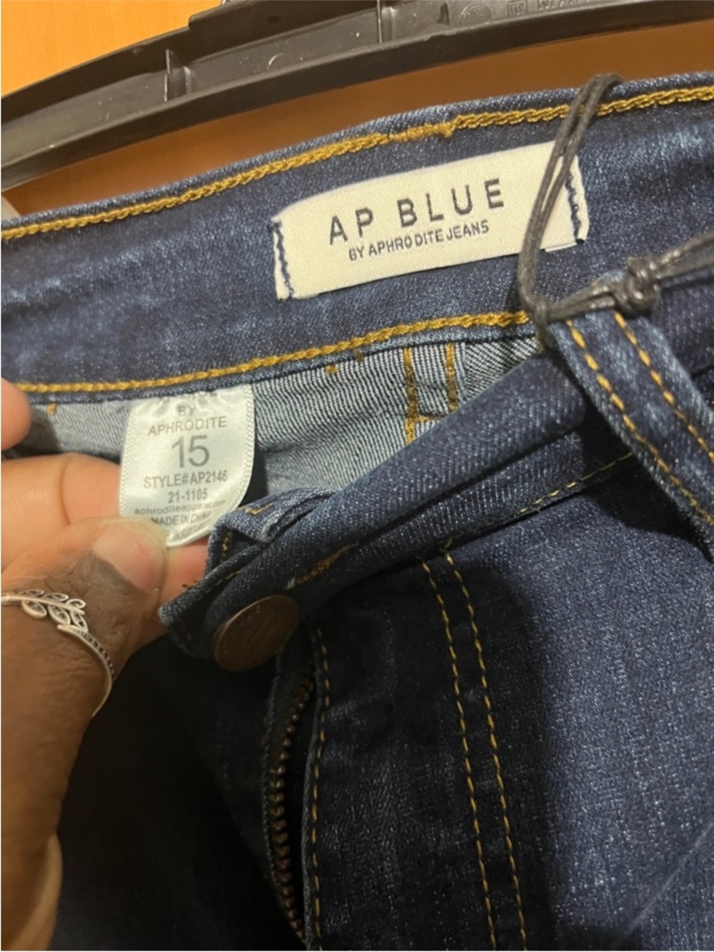 Dark Blue Women's Chain-Accent Flared Jeans - Picture 3 of 3